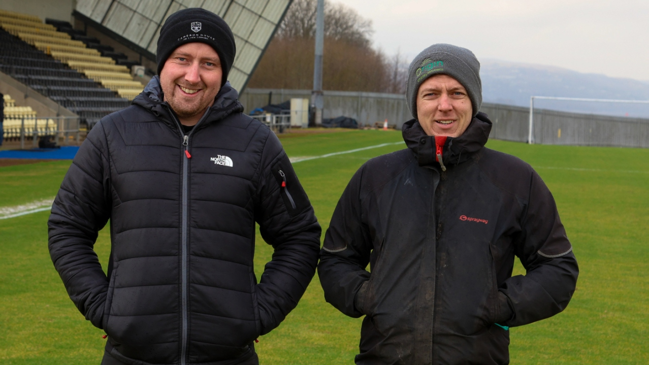 Dumbarton FC groundstaff pictured in January 2026