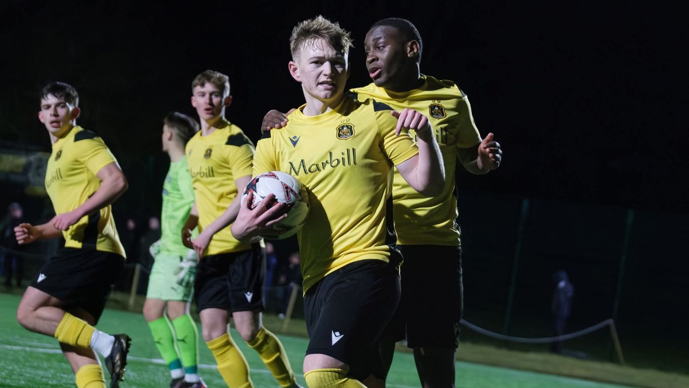 Camryn Donald celebrates scoring for Dumbarton FC U20s