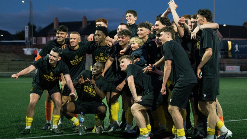 Dumbarton U20s celebrate their Lowland Development League cup final win
