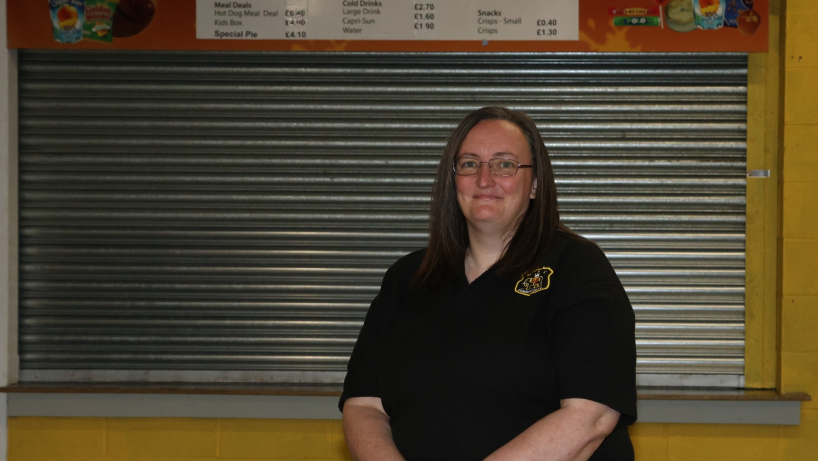 Lynne Purdue who runs the pie stalls at Dumbarton FC