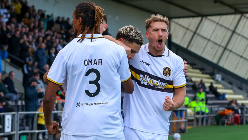 Tom Lang of Dumbarton FC celebrates a goal